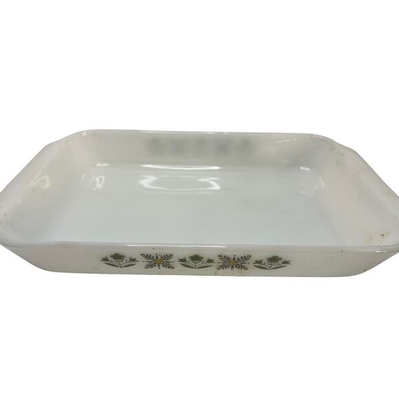 Anchor Hocking 8X12 Casserole Dish Green On White Fire King Pre-Owned - Picture 1 of 3